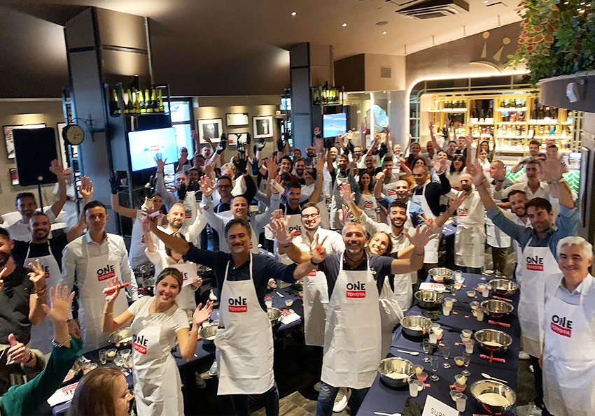 team one toyota partecipa al team building gastronomico sulla pizza