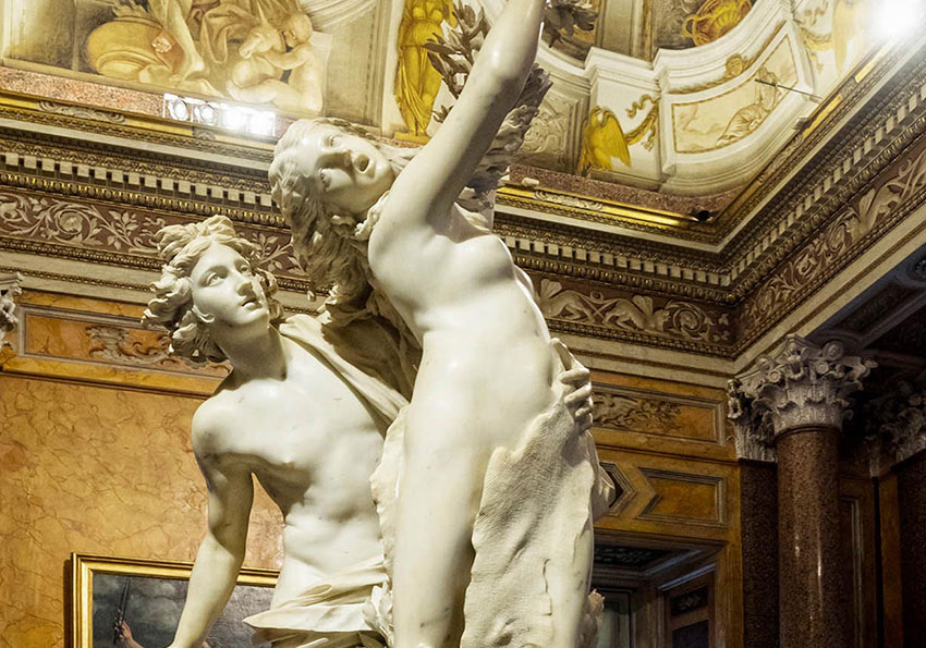statua di Apollo e Dafne presso galleria borgese